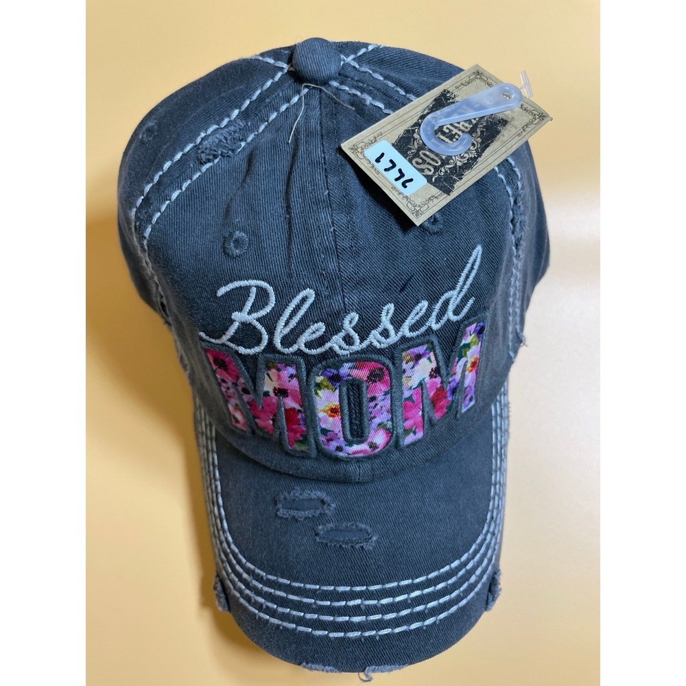 KBETHOS Baseball Cap Womens OS Gray NWT Blessed Mom Floral Distressed Hat